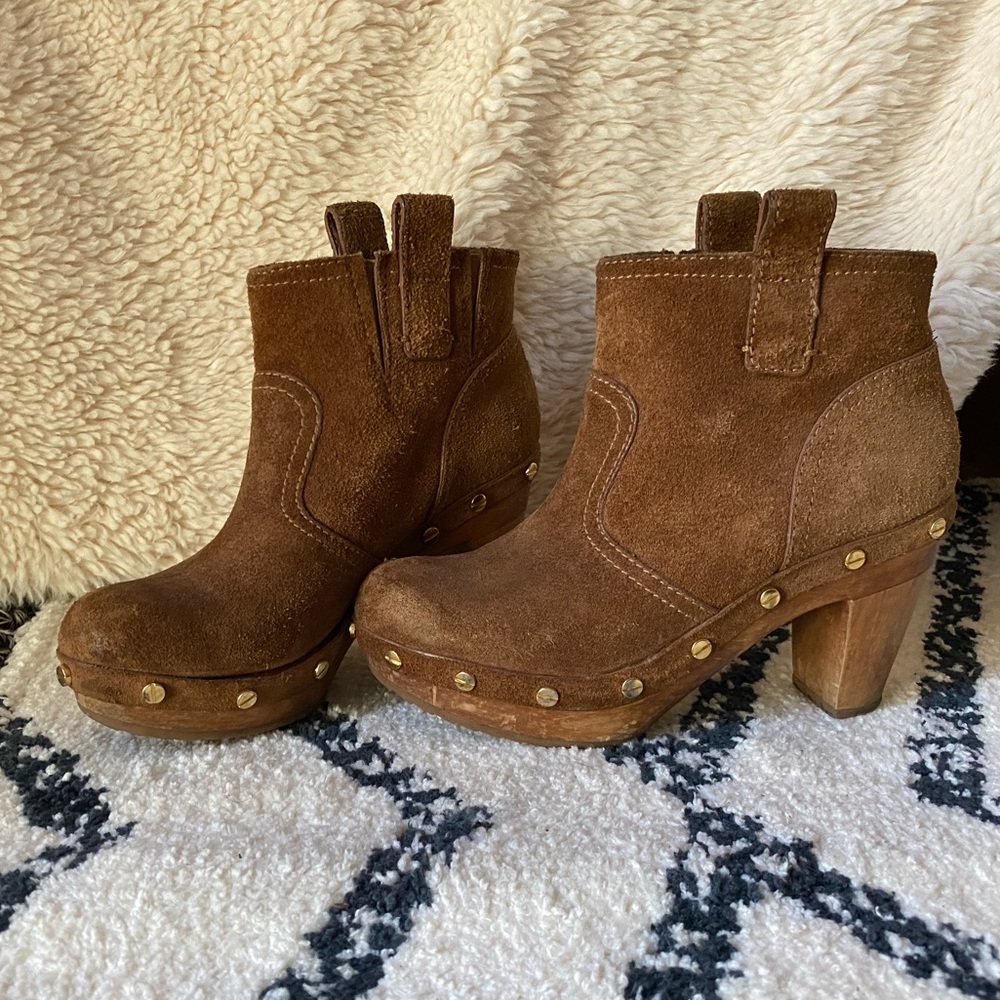 Tori Burch Brown Suede Booties with Studs